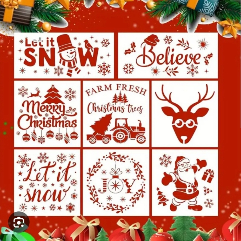 8 Pcs Christmas Stencils